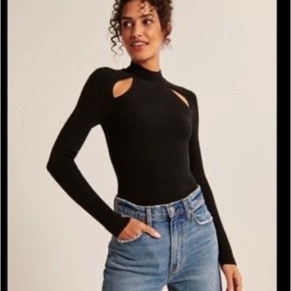 Abercrombie collarbone cutout sweater black bodysuit